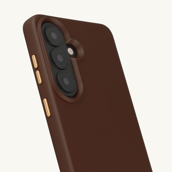 Selencia Coque arrière Rivièra avec MagSafe avec crochets amovibles Samsung Galaxy S26 - Choco Brown
