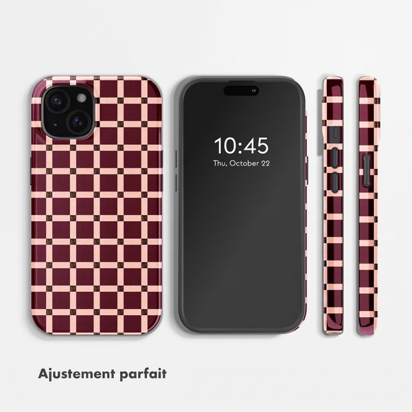 Selencia Coque arrière Vivid avec MagSafe Apple iPhone 15 - Check This Burgundy