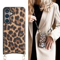 Selencia Coque de télephone Nova avec cordon et porte-cartes Samsung Galaxy S24 - Leopard