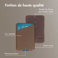 Accezz Porte-cartes en cuir magnétique - Compatible avec Apple Find My - Coffee Brown