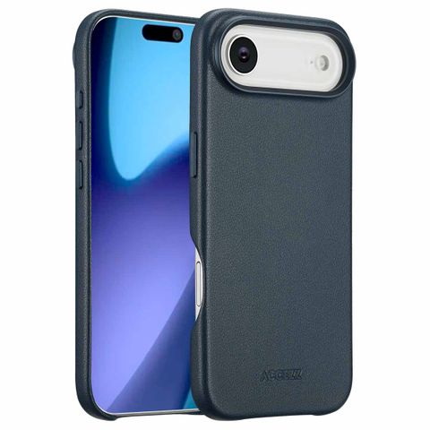 Accezz Coque arrière en cuir avec MagSafe Apple iPhone Air - Nightfall Blue
