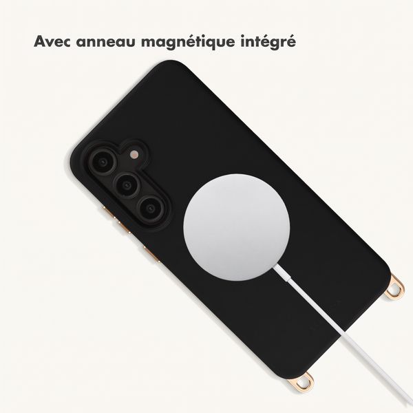Selencia Coque arrière Rivièra avec MagSafe avec crochets amovibles Samsung Galaxy S24 FE - Velvet Black