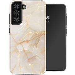 Selencia Coque arrière Vivid Samsung Galaxy S21 FE - Golden Beige Marble
