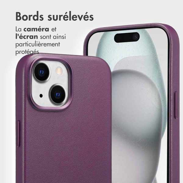 Accezz Étui de télephone portefeuille en cuir 2-en-1 avec MagSafe Apple iPhone 15 - Heath Purple