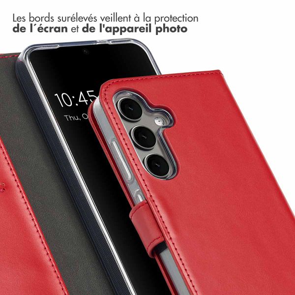 Selencia Étui portefeuille en cuir véritable Samsung Galaxy S25 Plus - Rouge