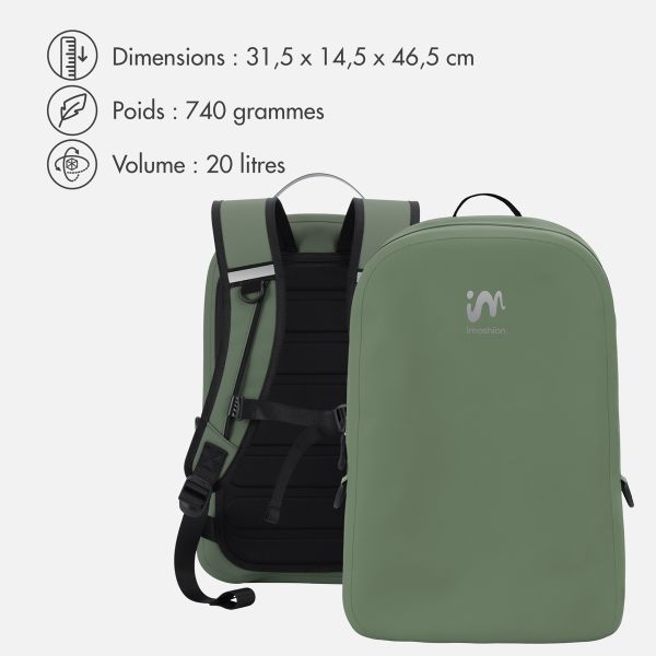 imoshion Sac à dos Hermétique et Étanche 20L - Grand - Vert armée