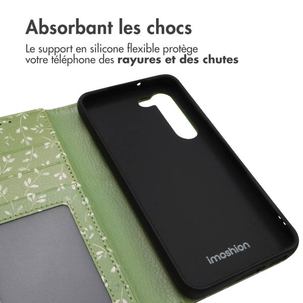 imoshion Étui de télephone portefeuille Design Samsung Galaxy S23 - Green Flowers