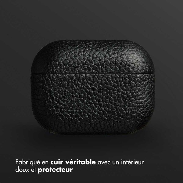 Accezz Coque en cuir véritable  Apple Airpods Pro - Noir