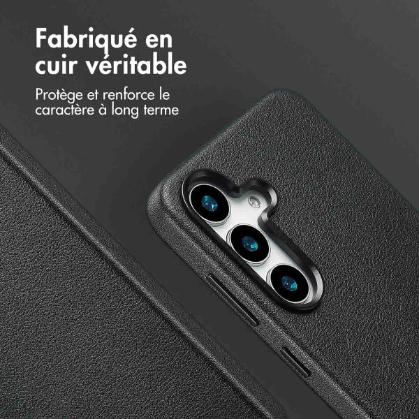 Accezz Coque arrière en cuir avec MagSafe Samsung Galaxy S25 - Onyx Black