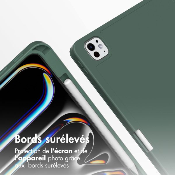 Accezz Coque tablette portefeuille Smart Silicone Apple iPad Pro 13 (2025) M5 / (2024) M4 - Vert foncé