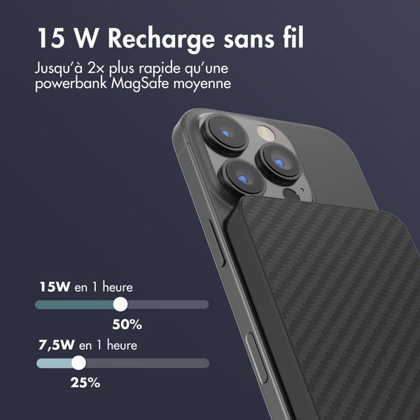Accezz Powerbank Kevlar 5 000 mAh - MagSafe et Qi - Noir