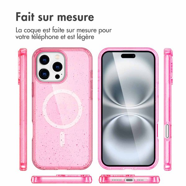 imoshion Coque Pailletée avec MagSafe Apple iPhone 16 Pro - Paillettes Rose