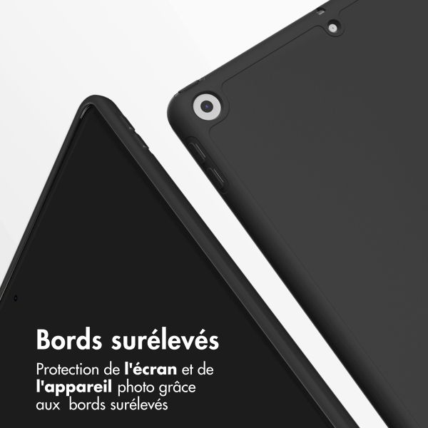Accezz Coque tablette portefeuille Smart Silicone Apple iPad 9 (2021) 10.2 pouces / iPad 8 (2020) 10.2 pouces / iPad 7 (2019) 10.2 pouces - Noir