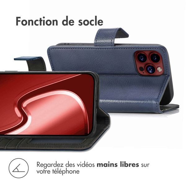 imoshion Étui de télephone portefeuille de luxe Apple iPhone 15 Pro - Bleu foncé