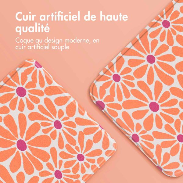 imoshion Design Slim Hard Case Sleepcover Kobo Clara Colour / BW - Orange Flowers Connect