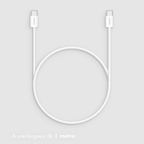 imoshion Câble Tressé USB-C vers USB-C 60 W - Lot de 2 - 1 mètre - Blanc
