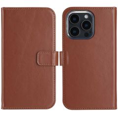 Selencia Étui portefeuille en cuir véritable Apple iPhone 16 Pro Max - Marron clair