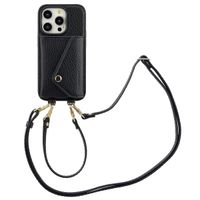Selencia Coque de télephone Sera avec cordon et porte-cartes enveloppe Apple iPhone 14 Pro - Noir
