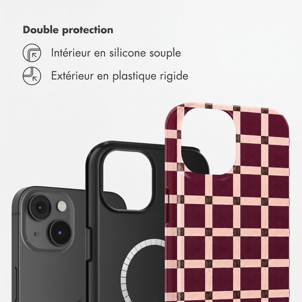 Selencia Coque arrière Vivid avec MagSafe Apple iPhone 14 - Check This Burgundy
