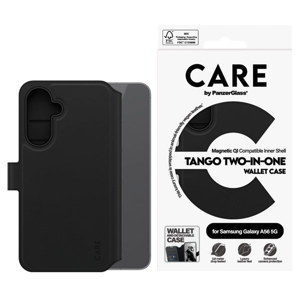 CARE by PanzerGlass Étui de télephone portefeuille Tango 2 en 1 avec MagSafe Samsung Galaxy A56 - Black