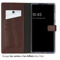 Selencia Étui portefeuille en cuir véritable Samsung Galaxy S24 Ultra - Marron foncé