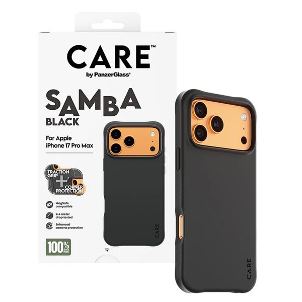 CARE by PanzerGlass Étui tendance Samba avec MagSafe Apple iPhone 17 Pro Max - Noir