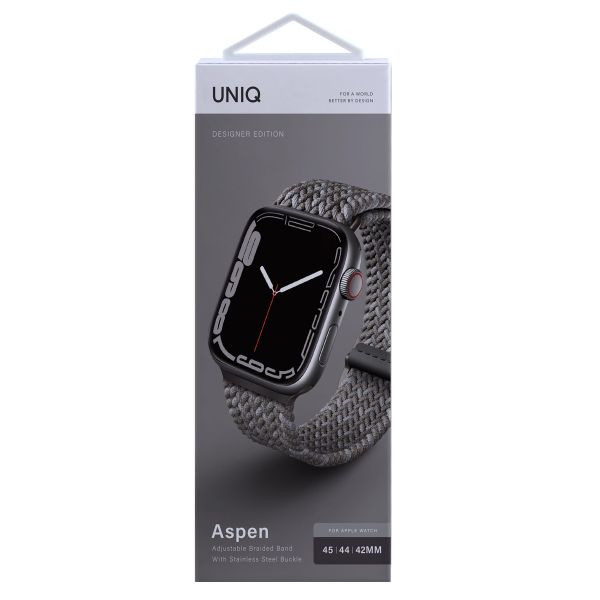 Uniq Bracelet tressé Aspen Designer Edition Apple Watch | 44/45/46/49 mm - Pebble Grey