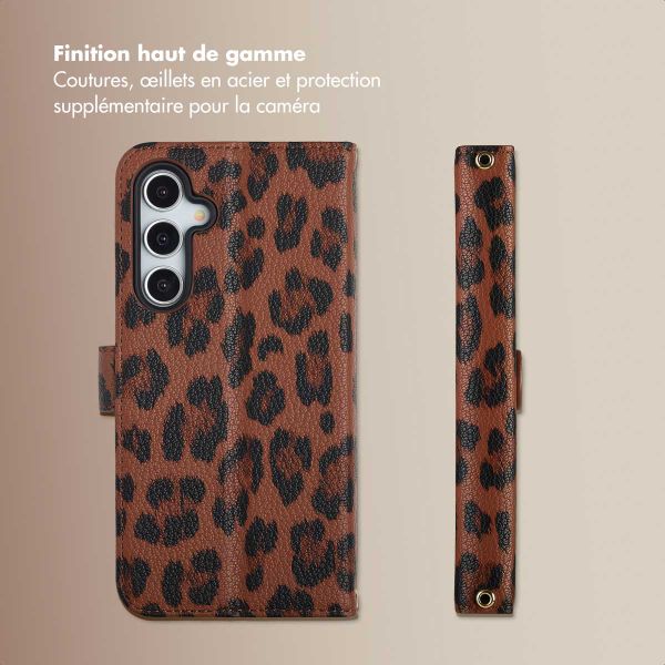 Selencia Étui de télephone portefeuille imprimé léopard Sabi Samsung Galaxy A36 / A56 - Mocha Brown