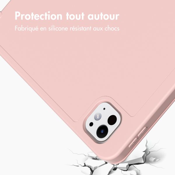 Accezz Coque tablette portefeuille Smart Silicone Apple iPad Pro 11 (2025) M5 / (2024) M4 - Rose