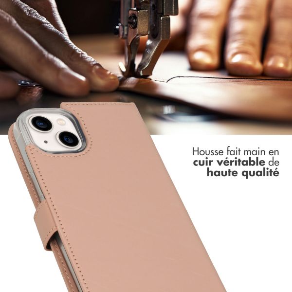 Selencia Étui portefeuille en cuir véritable Apple iPhone 14 Plus - Dusty Pink
