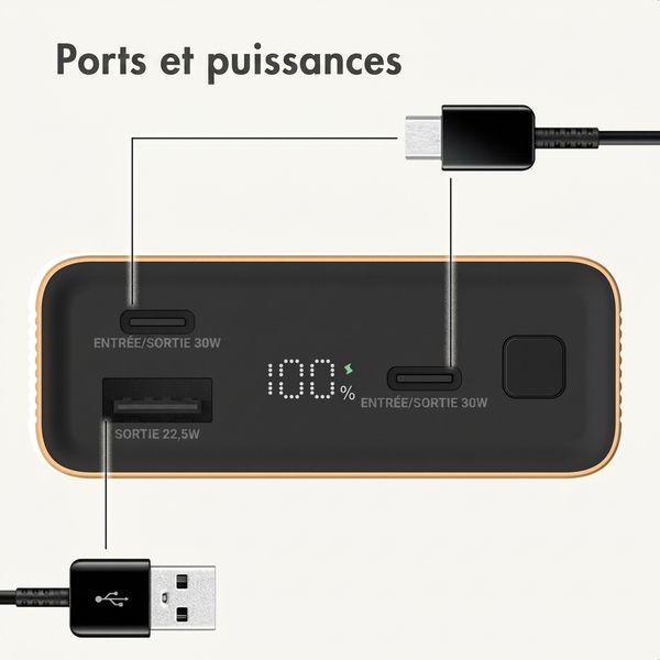 imoshion Ultra Series Aluminium Batterie externe 20.000 mAh - Charge rapide jusqu'à 33 watts - Gold