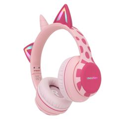 imoshion Casque sans fil pour enfants Unicorn LED Light - Limiteur de décibels - Avec câble AUX - Pink / Hot Pink