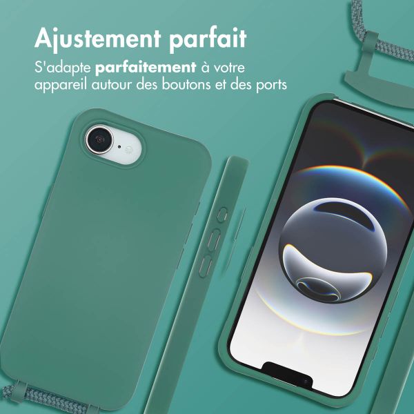imoshion Coque arrière Color avec cordon amovible et MagSafe Apple iPhone 17e / 16e - Vert foncé