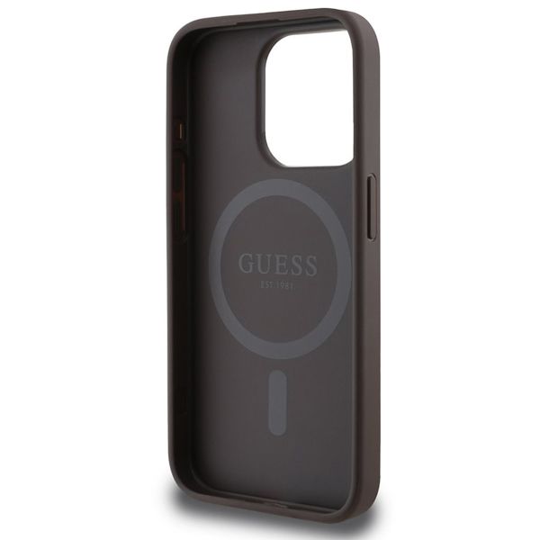 Guess Coque 4G Metal Logo MagSafe Apple iPhone 15 Pro - Marron