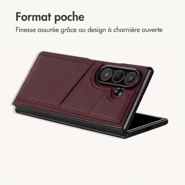 imoshion Étui arrière MagSafe en cuir synthétique avec porte-cartes Samsung Galaxy Z Fold 8 Ultra - Wine Red