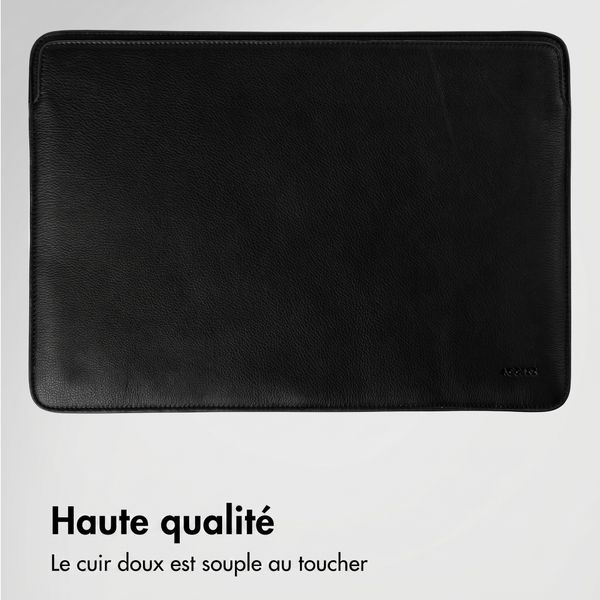 Accezz Leather Pochette ordinateur Apple MacBook 14 pouces - Noir