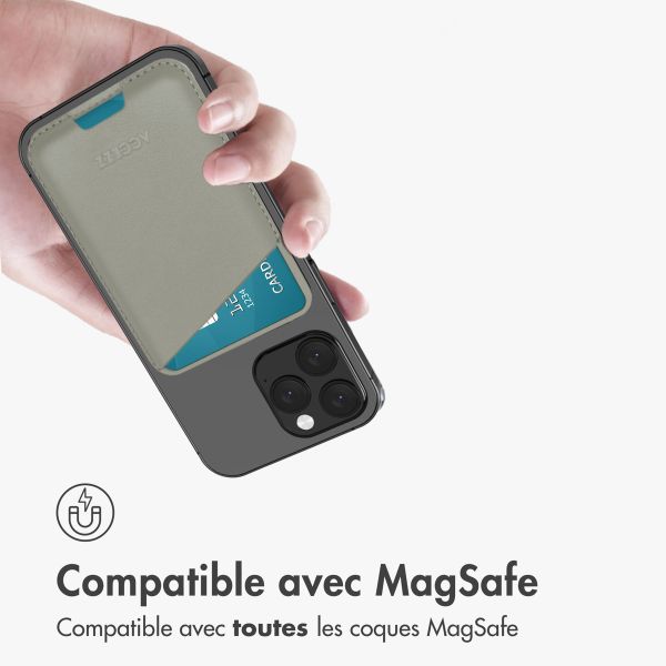 Accezz Porte-cartes en cuir - Compatible avec MagSafe et Qi2 - Light Grey