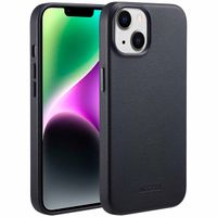 Accezz Coque arrière en cuir avec MagSafe Apple iPhone 14 - Onyx Black