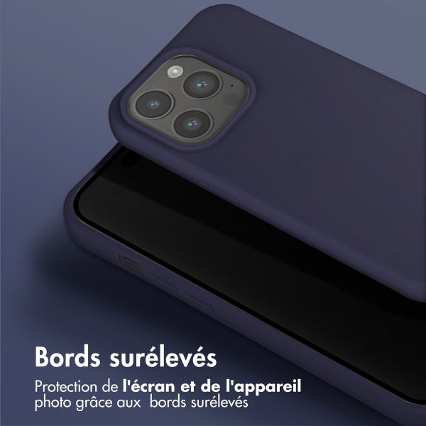 Selencia Coque silicone avec cordon amovible Apple iPhone 15 Pro - Bleu foncé
