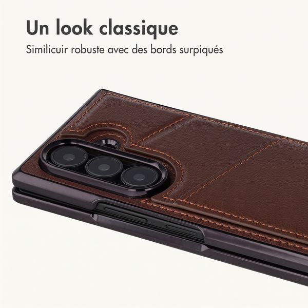 imoshion Étui arrière MagSafe en cuir synthétique avec porte-cartes Samsung Galaxy Z Fold 8 Ultra - Marron foncé