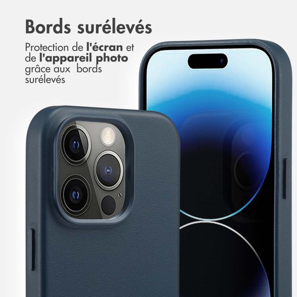 Accezz Coque arrière en cuir avec MagSafe Apple iPhone 14 Pro - Nightfall Blue