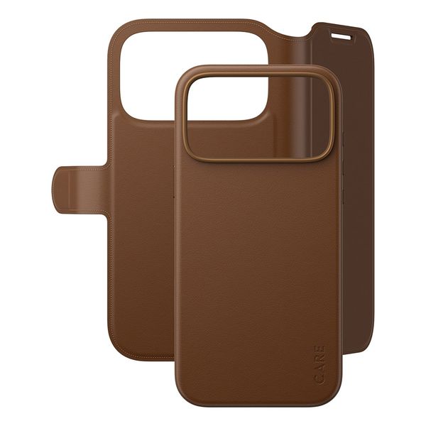 CARE by PanzerGlass Étui de télephone portefeuille Tango 2 en 1 avec MagSafe Apple iPhone 18 Pro Max / 17 Pro Max - Marron