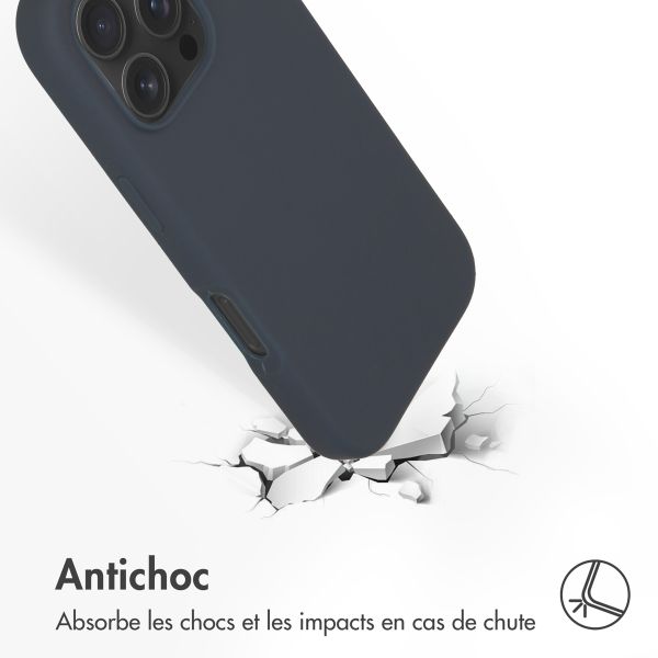 Accezz Coque Liquid Silicone avec MagSafe Apple iPhone 16 Pro - Bleu foncé