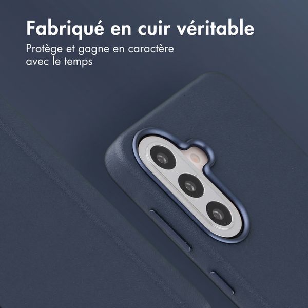 Accezz Coque arrière en cuir avec MagSafe Samsung Galaxy A57 (5G) - Nightfall Blue