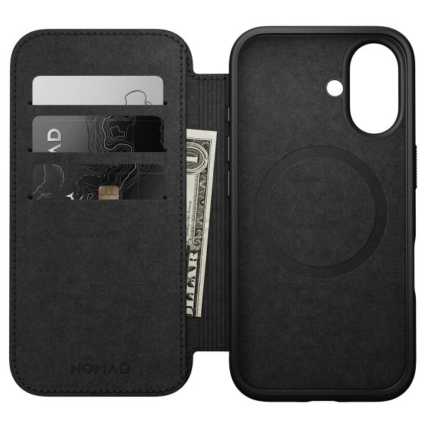 Nomad Étui de télephone portefeuille Modern Leather Folio Apple iPhone 16 - Marron