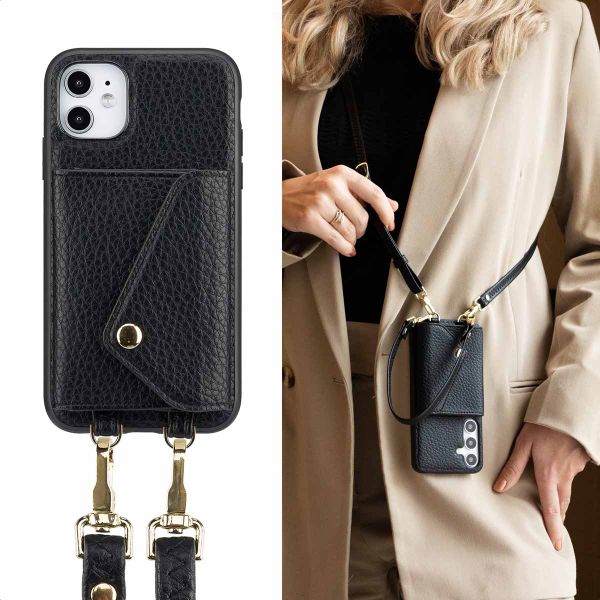 Selencia Coque de télephone Sera avec cordon et porte-cartes enveloppe Apple iPhone 11 - Noir