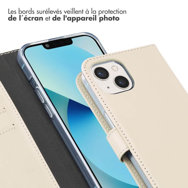 Selencia Étui portefeuille en cuir véritable Apple iPhone 13 - Greige