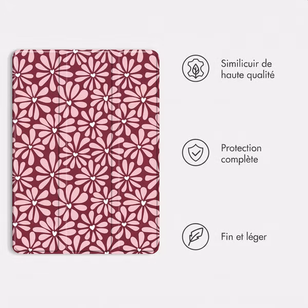 imoshion Coque tablette Design Trifold Apple iPad 11 (2025) 11 pouces A16 / iPad 10 (2022) 10.9 pouces - Bloom Love Blush